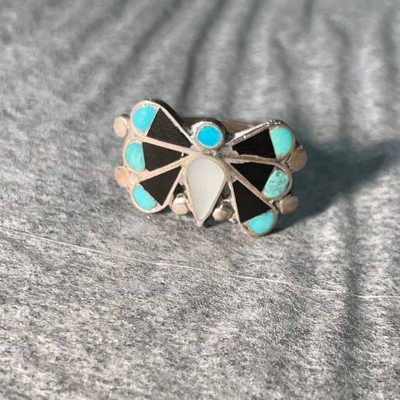 Jewelry - Zuni Silver and Turquoise Butterfly Ring – 7 1/2